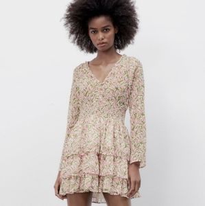 Zara Floral Print Ruffle Dress NWT